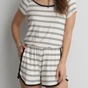 American Eagle Striped Sporty Romper